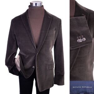 Banana Republic Blazer Mens 44R Brown Velvet Two Button Sport Coat COTTON EUC